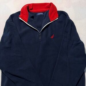 Nautica Men's Zip-Up Sweater in Navy and Red